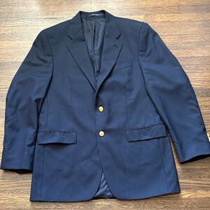 Lauren Ralph Lauren Midnight Blue Wool Blazer with Gold Accents
